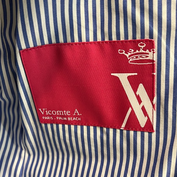 Linen Blazer Vicomte A. 2-Button Light Brown(Tan)/Cream Large EUC - Picture 10 of 14